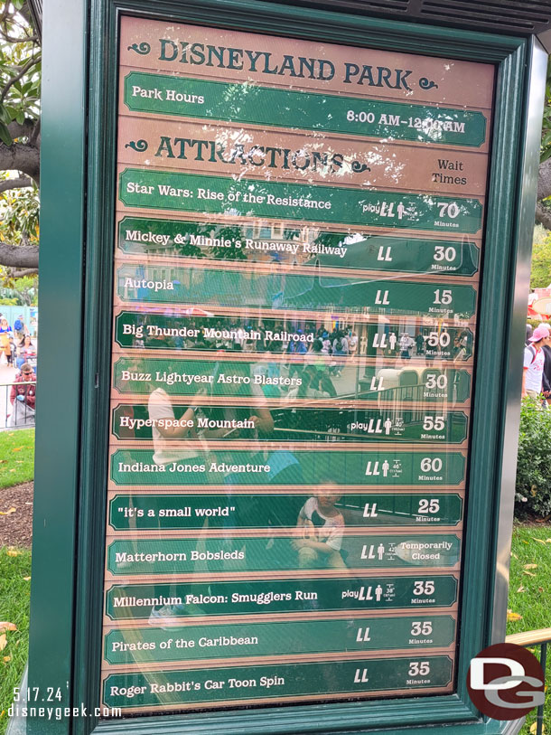 1:00pm - Disneyland wait times