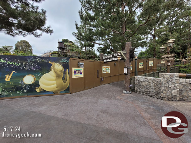 Most of Critter Country is inaccessible right now.  Walls are up at the Hungry Bear.  They go all the way up the ramp blocking the elevated views now.