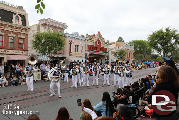 The Disneyland Band performing a Pixar Medley as they perform their pre-parade set