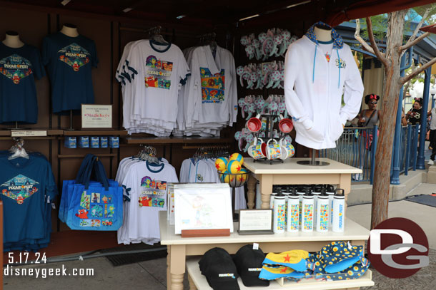 Pixar Fest merchandise kiosk near the Little Mermaid