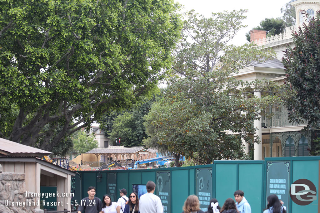 The Haunted Mansion queue project from the bridge.