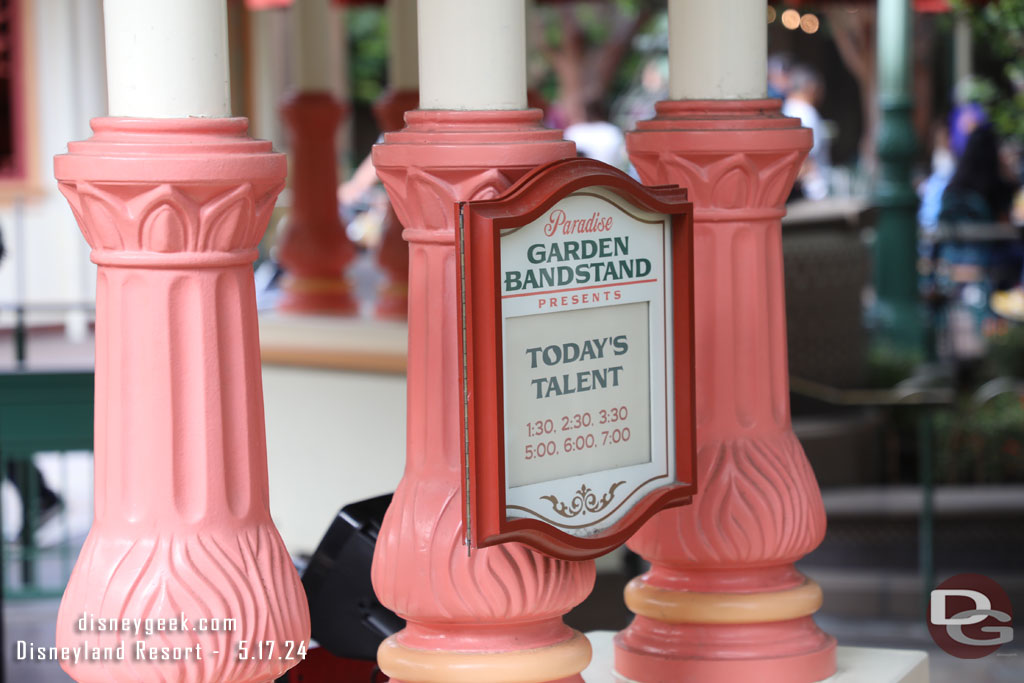 The Bandstand sign did not say who was performing today.