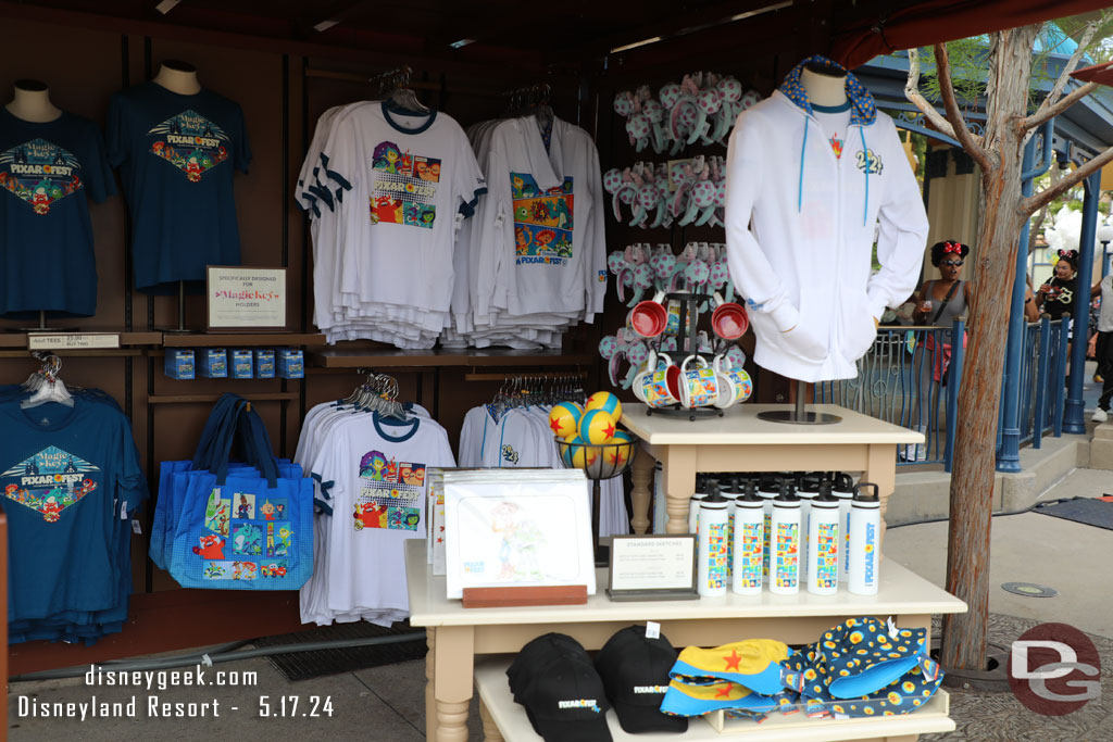 Pixar Fest merchandise kiosk near the Little Mermaid