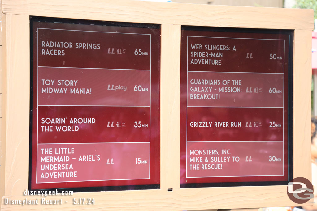 4:59pm - Disney California Adventure wait times