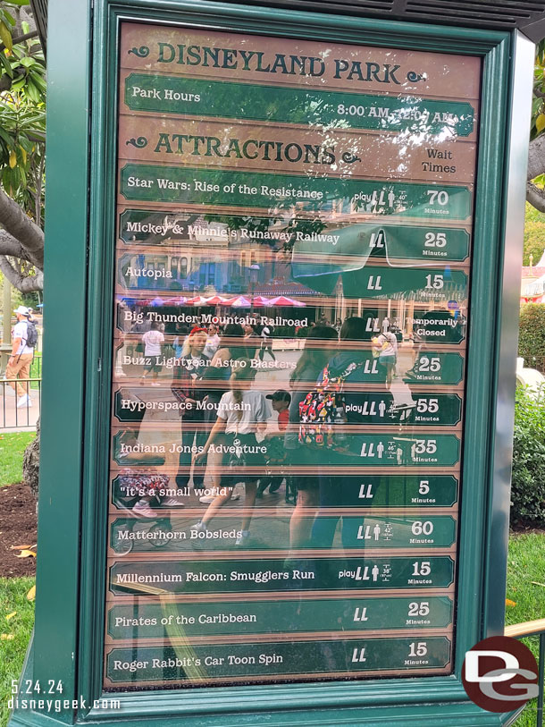 12:44pm - Disneyland wait times