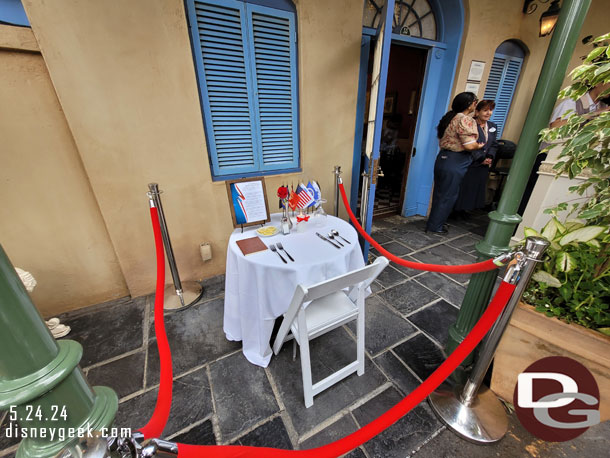 A special table set at Cafe Orleans to honor the fallen for Memorial Day.