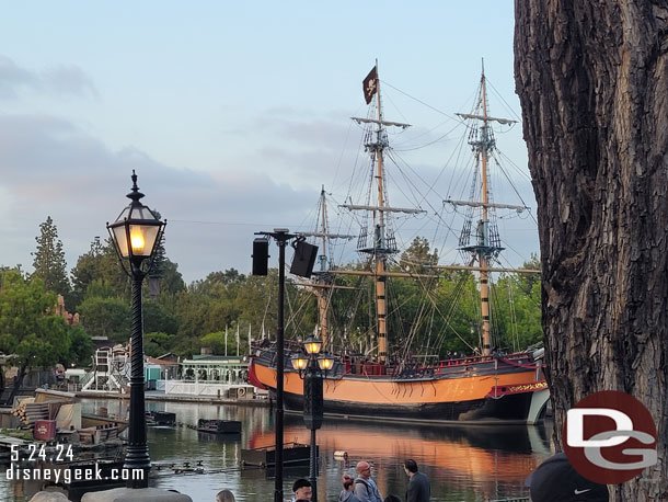 The Sailing Ship Columbia was being backed into position.