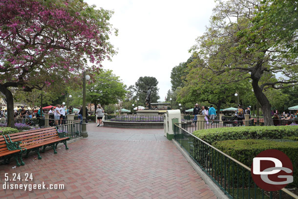 Walking through the hub.  A lamp post is currently gone for renovation.