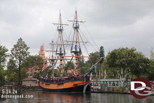 The Sailing Ship Columbia was cruising the Rivers of America today.  I had just missed boarding.