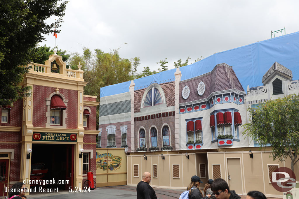 The exterior facade work continues on Main Street USA.