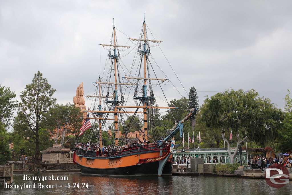 The Sailing Ship Columbia was cruising the Rivers of America today.  I had just missed boarding.