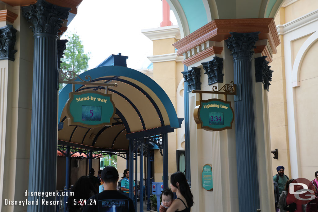 3:34pm - Decided to visit the Little Mermaid.  First time using the updated queue.