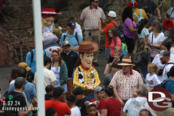 Woody and Jessie were out greeting guests