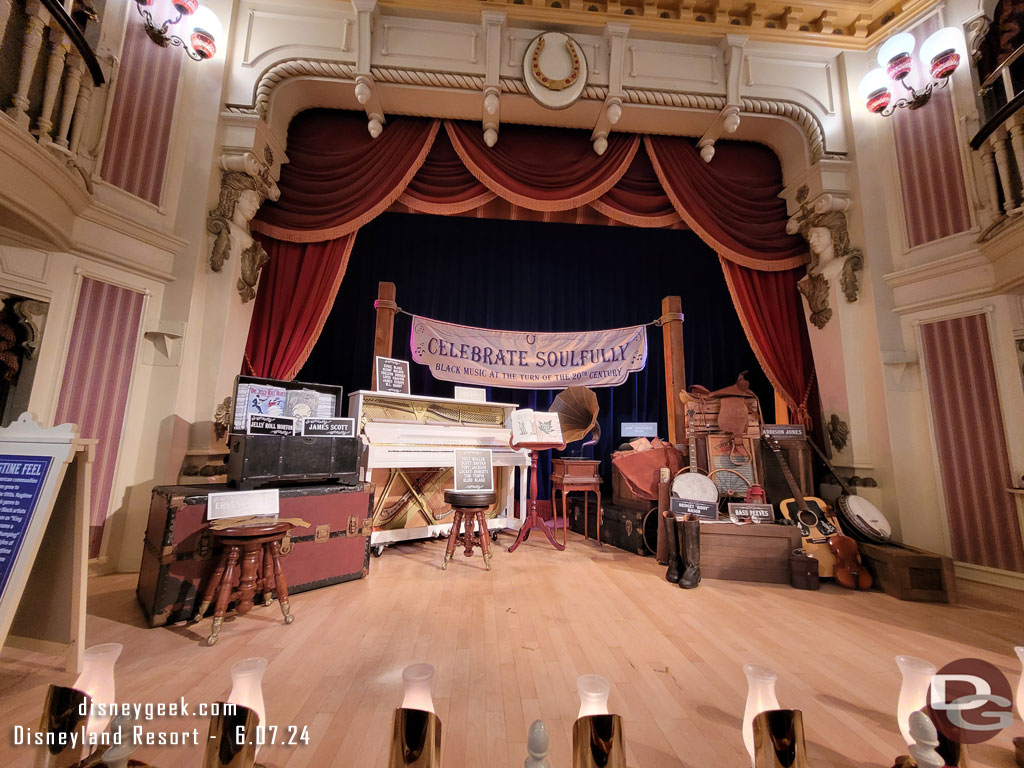 The stage featured a display for Celebrate Soulfully.  Looks like the Piano Player does not perform anymore.