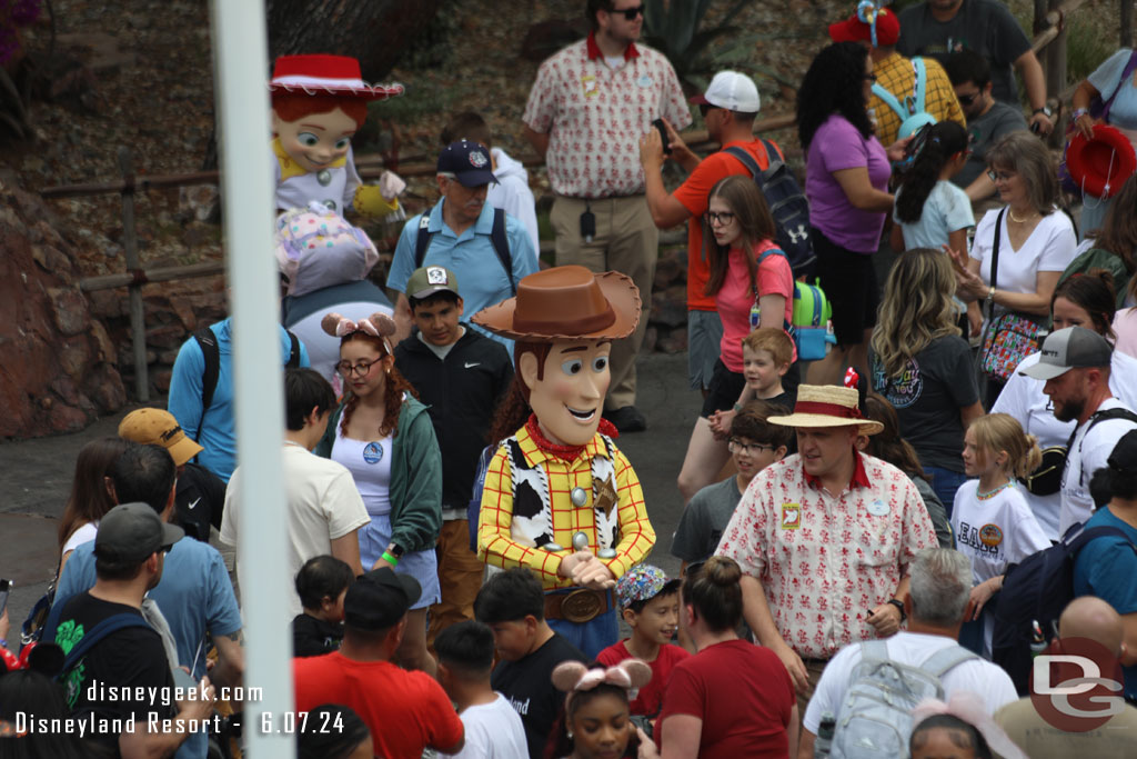 Woody and Jessie were out greeting guests