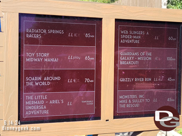 5:05pm - Disney California Adventure wait times