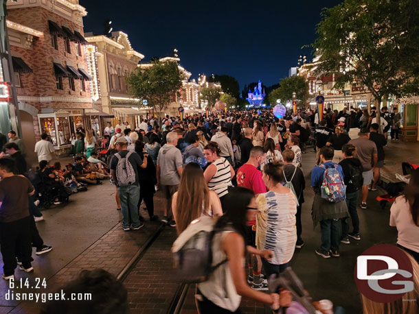 9:19pm - Main Street USA,  plenty of space still.