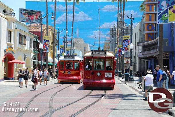 Both Red Cars in action in Hollywood Land