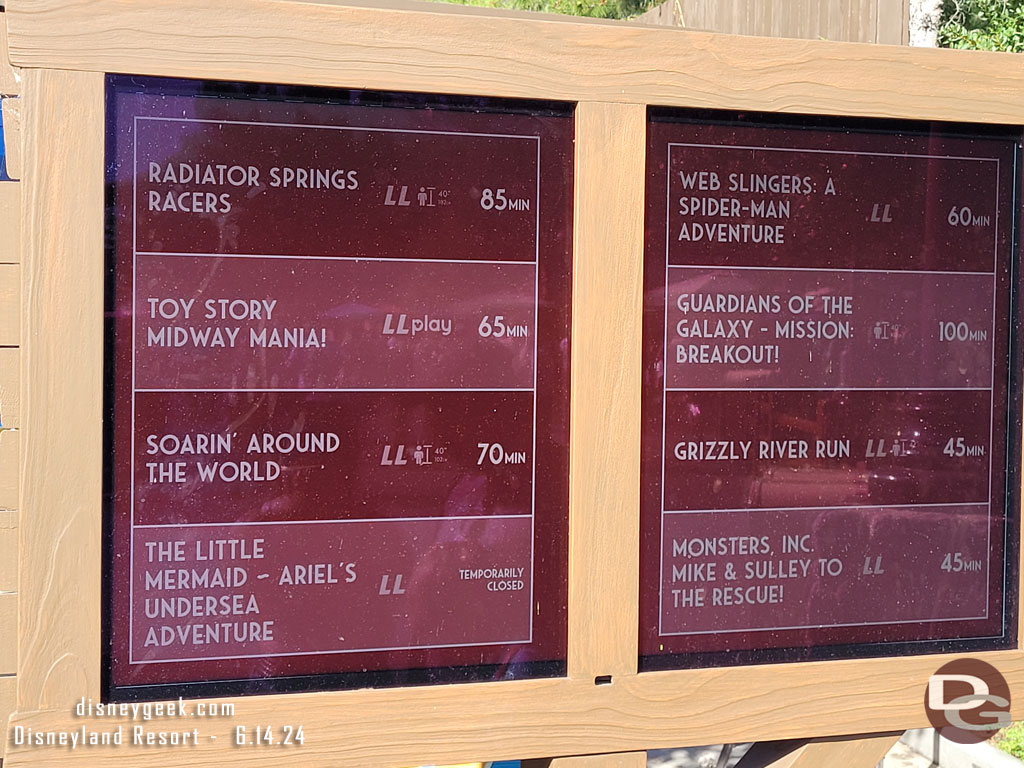 5:05pm - Disney California Adventure wait times