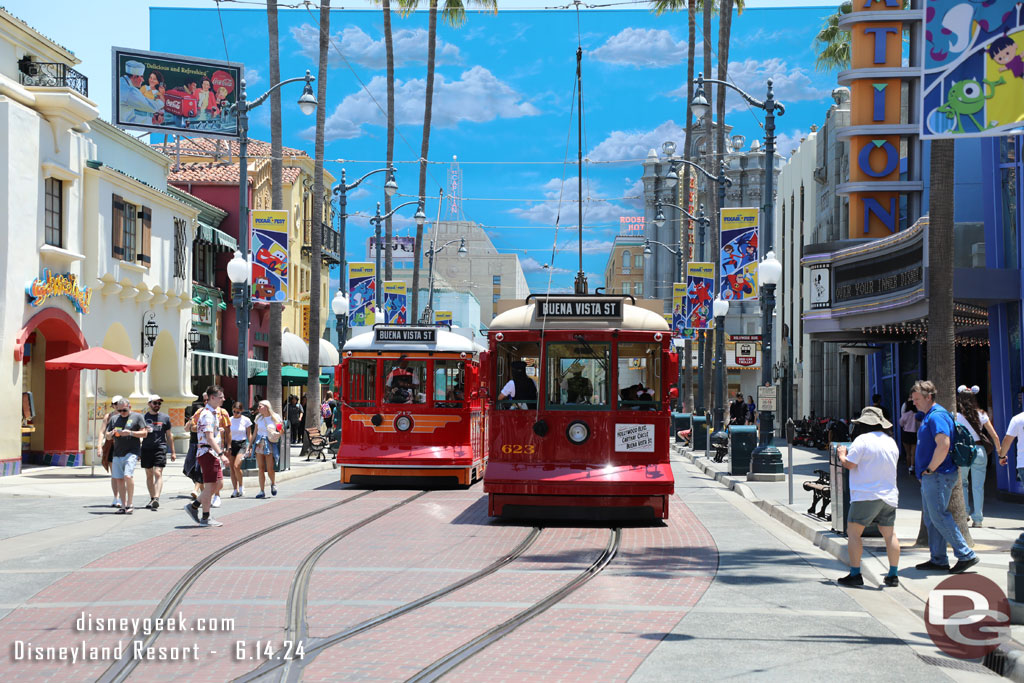 Both Red Cars in action in Hollywood Land