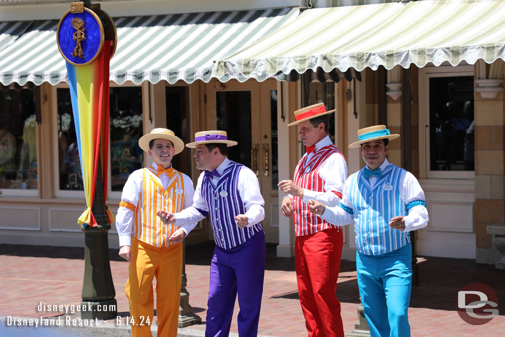 The Dapper Dans of Disneyland performing in Town Square