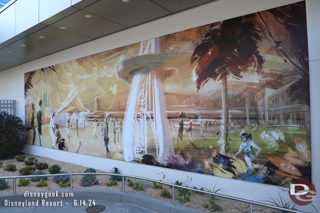 Last visit I did not get to the mural on the restroom building by the new entrance to Downtown Disney.  