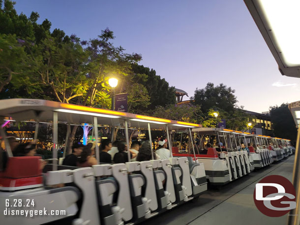 8:24pm - On the tram and heading back to the parking structures.