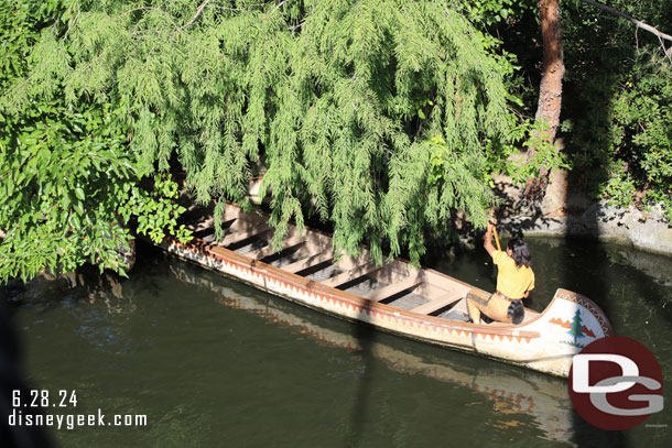 We had to stop momentarily as the cast members with the canoes were moving them to the island for the evening.