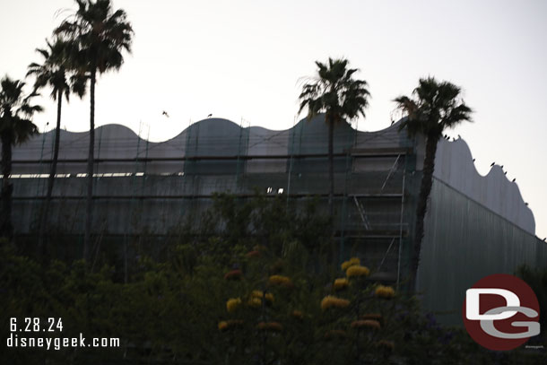 Renovation work on the exterior of the Indiana Jones show building continues