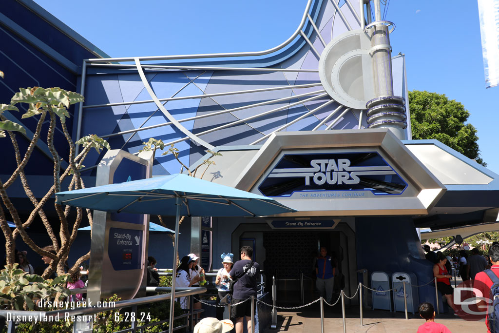 10:10am - Next up Star Tours, posted at 15 minutes too.