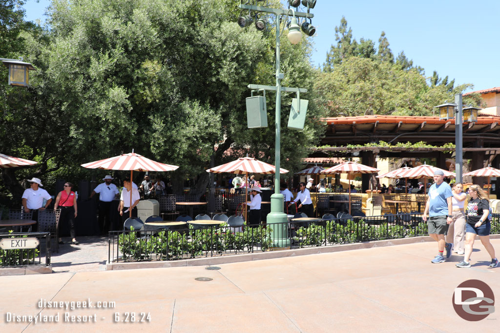 Cast members setting up for the parade dining. This section was moved back to fenced in area vs on the parade route.