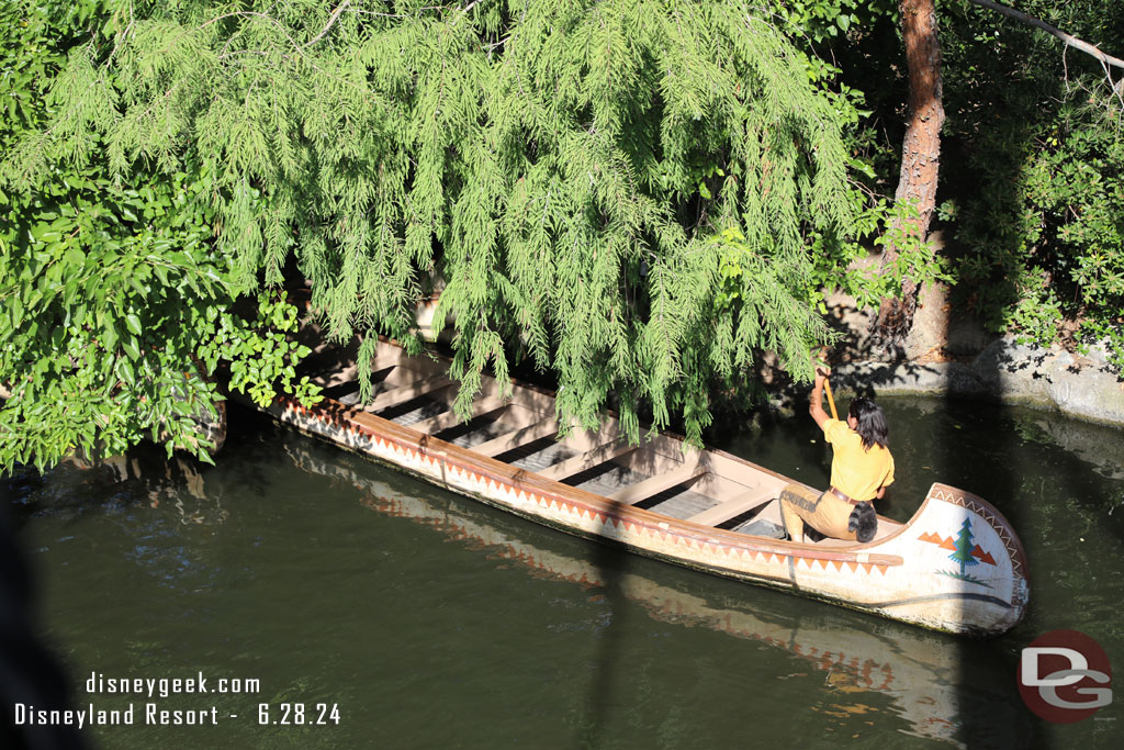 We had to stop momentarily as the cast members with the canoes were moving them to the island for the evening.