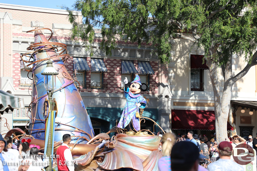 Mickey leading the way for the Magic Happens Parade at Disneyland