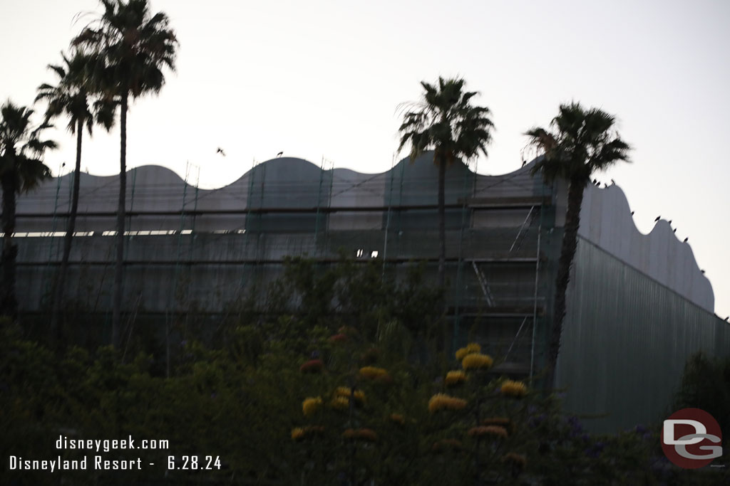 Renovation work on the exterior of the Indiana Jones show building continues