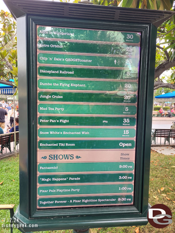 12:23pm - Disneyland wait times