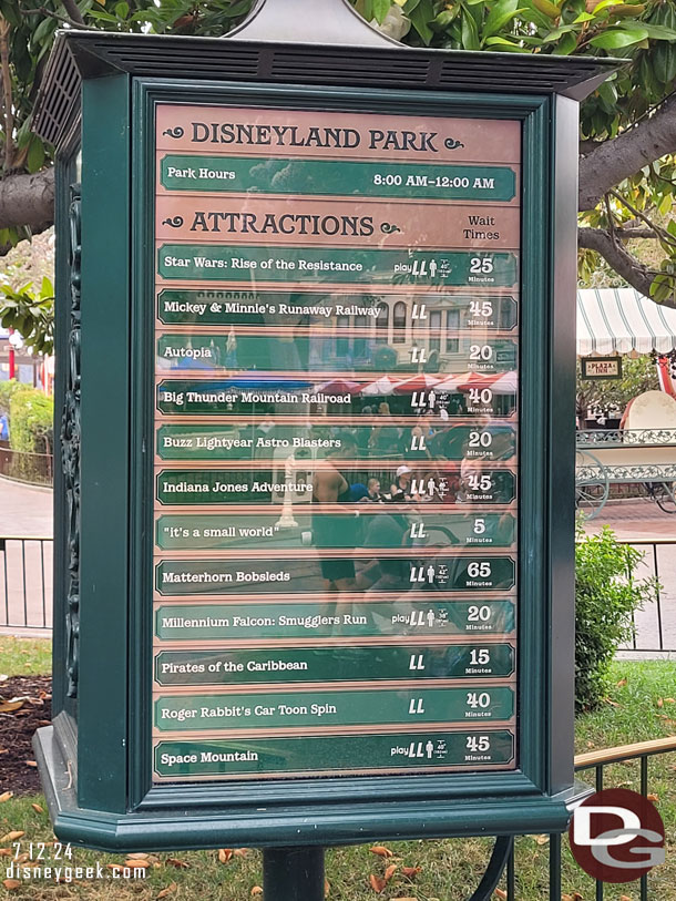 12:23pm - Disneyland wait times