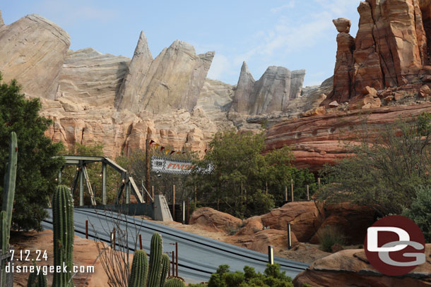 Radiator Springs Racers was down the entire time I was there eating and working.   I saw a couple maintenance cast members walk by on the track.