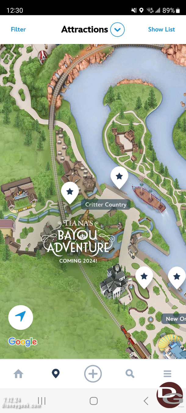 The app does not indicate the closure either. It just shows all the attraction closures.