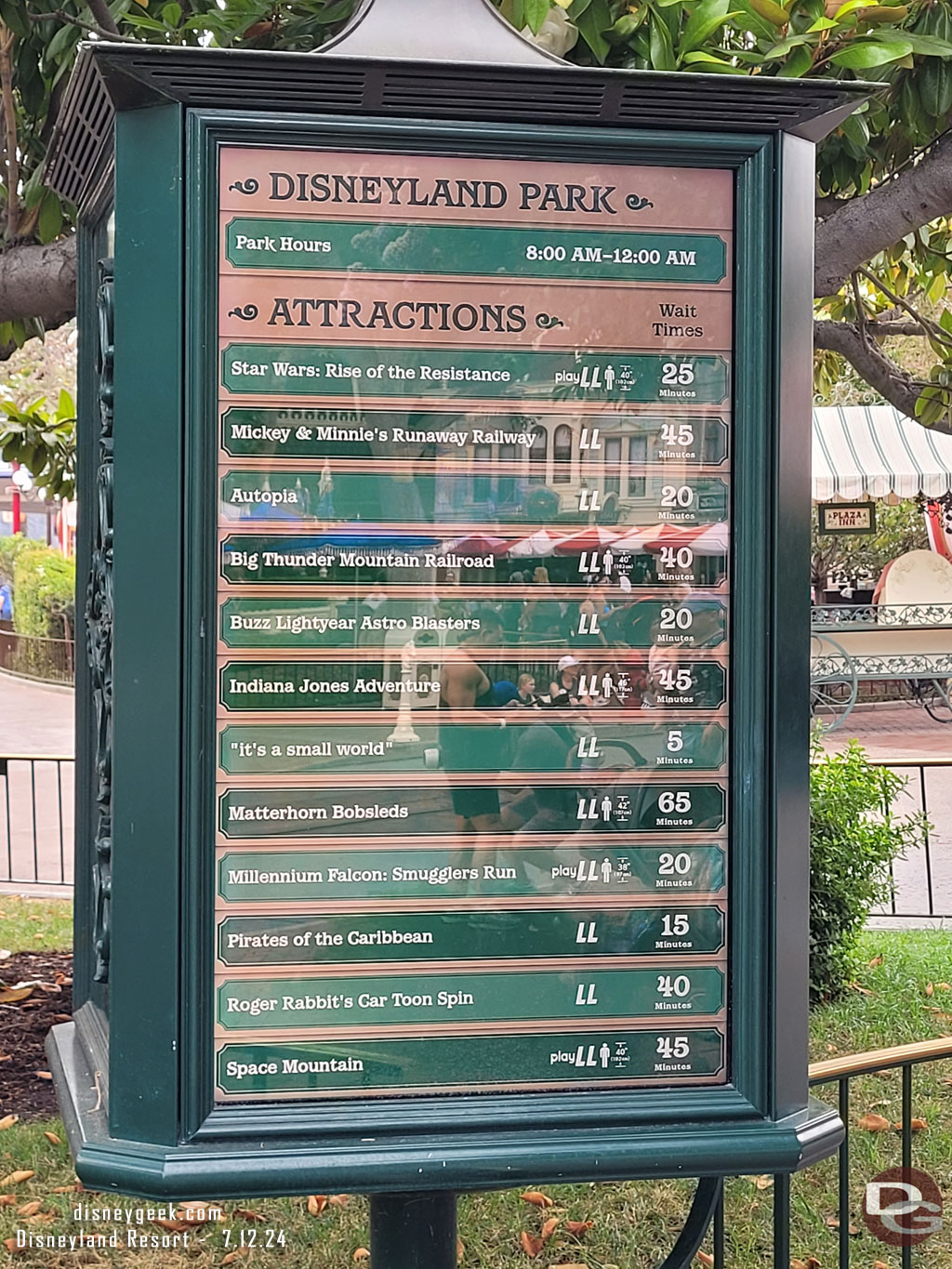 12:23pm - Disneyland wait times