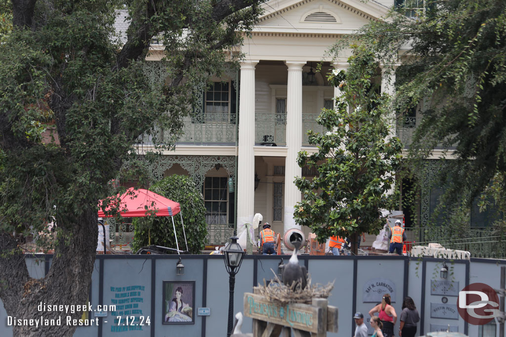 Brick work underway on the mansions front steps and entry way.