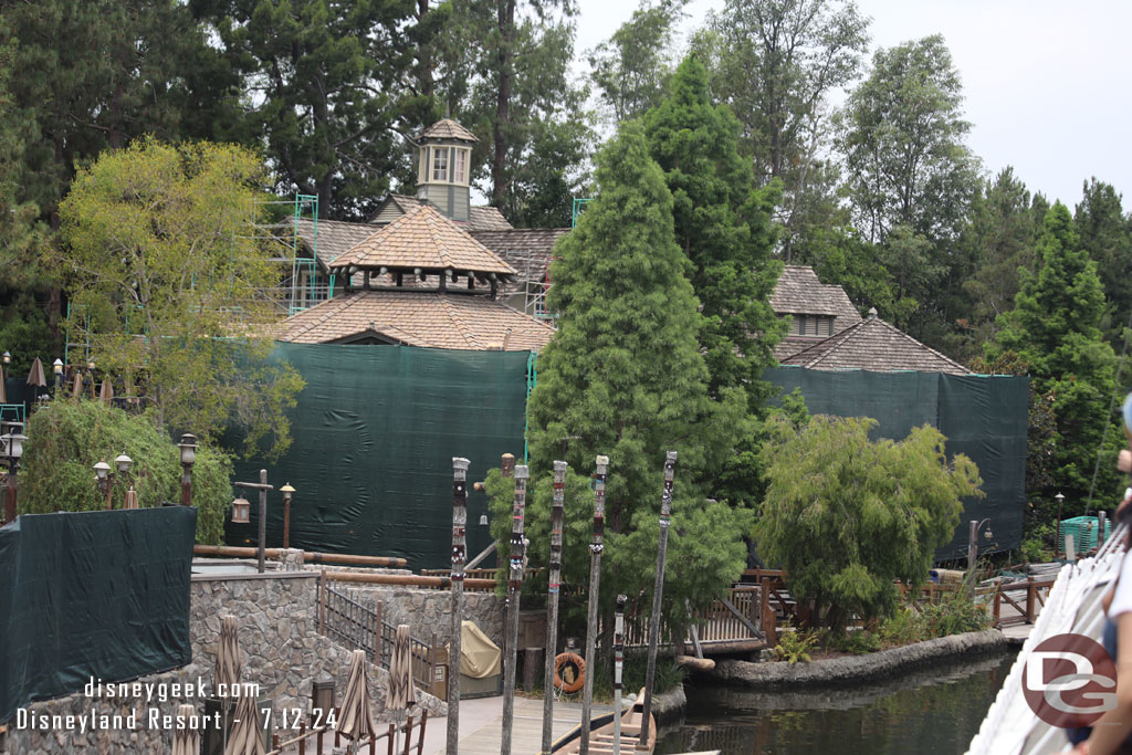 Scaffolding and scrims are up around the Hungry Bear