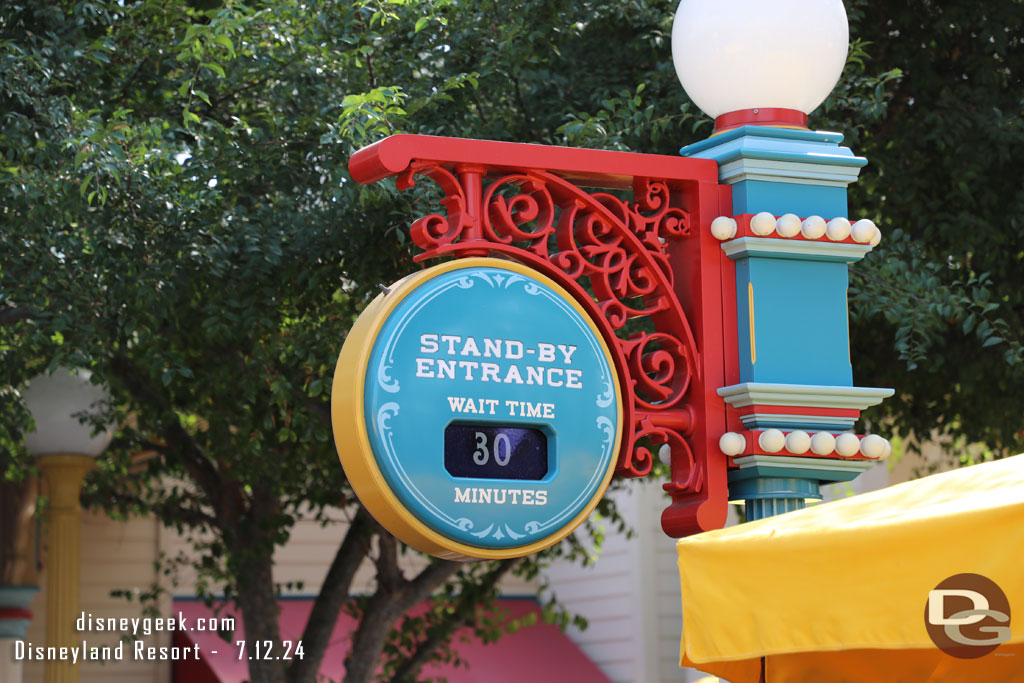 4:02pm - 30 minute wait posted for Toy Story Midway Mania