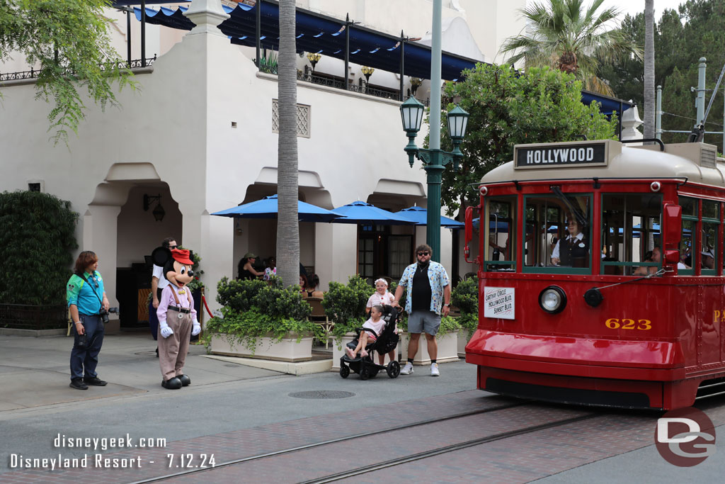 Mickey Mouse waiting to cross Hollywood Blvd.