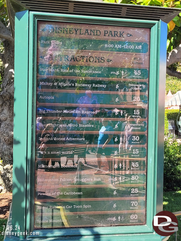 4:36pm - Disneyland Wait times