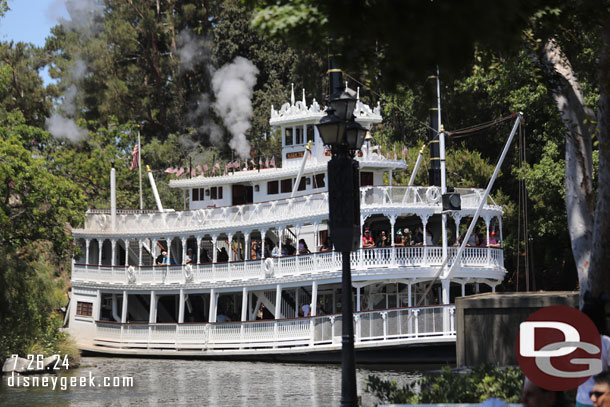 The Mark Twain is arriving so time to head that way for a cruise.  The top deck is closed this afternoon though.