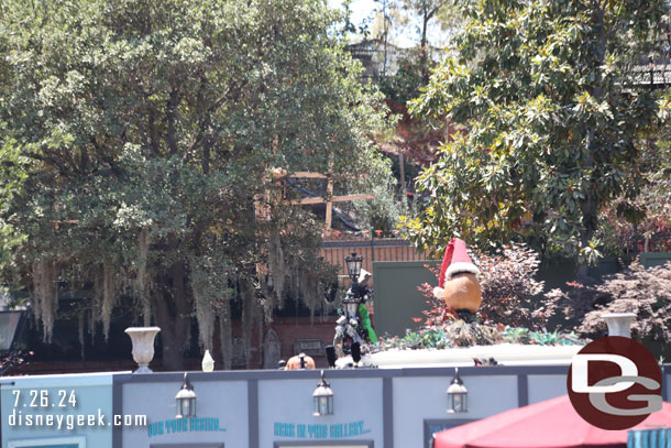 Some of the holiday decorations are visible