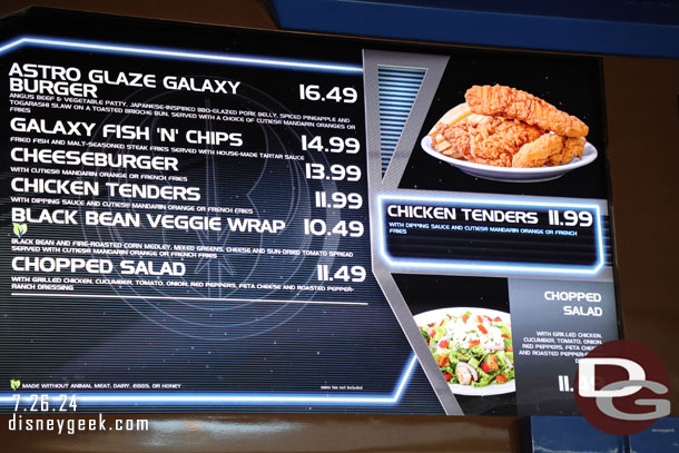 Galactic Grill Menu