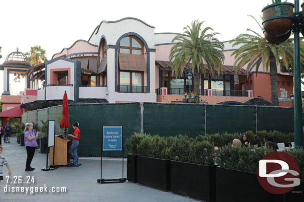 Fences up around the fountain, looks like it is being removed.