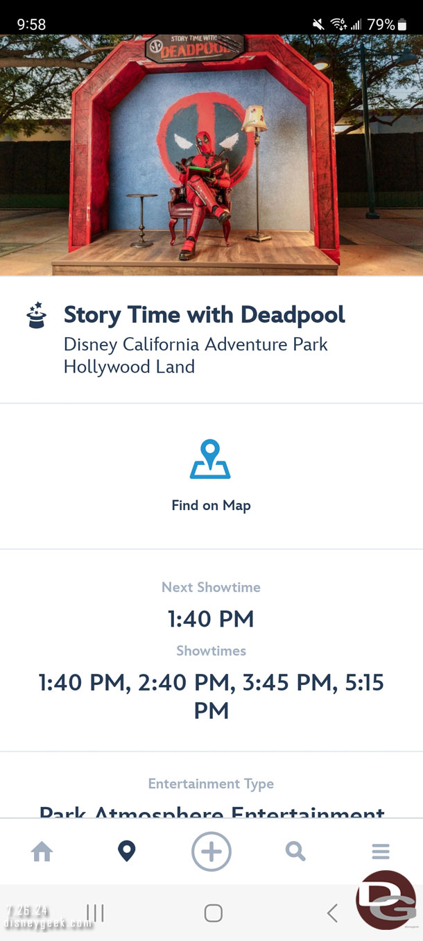 Here is the show schedule from the app.