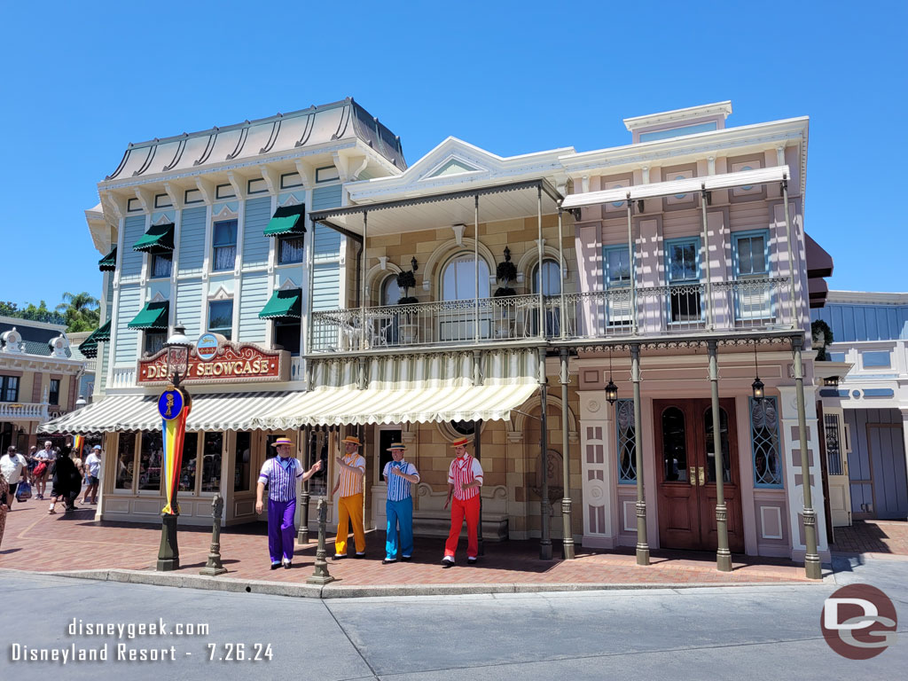 Stopped to the listen to the Dapper Dans of Disneyland perform.